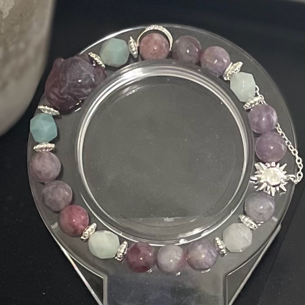 Handmade unicorn amazonite stretch charm bracelet